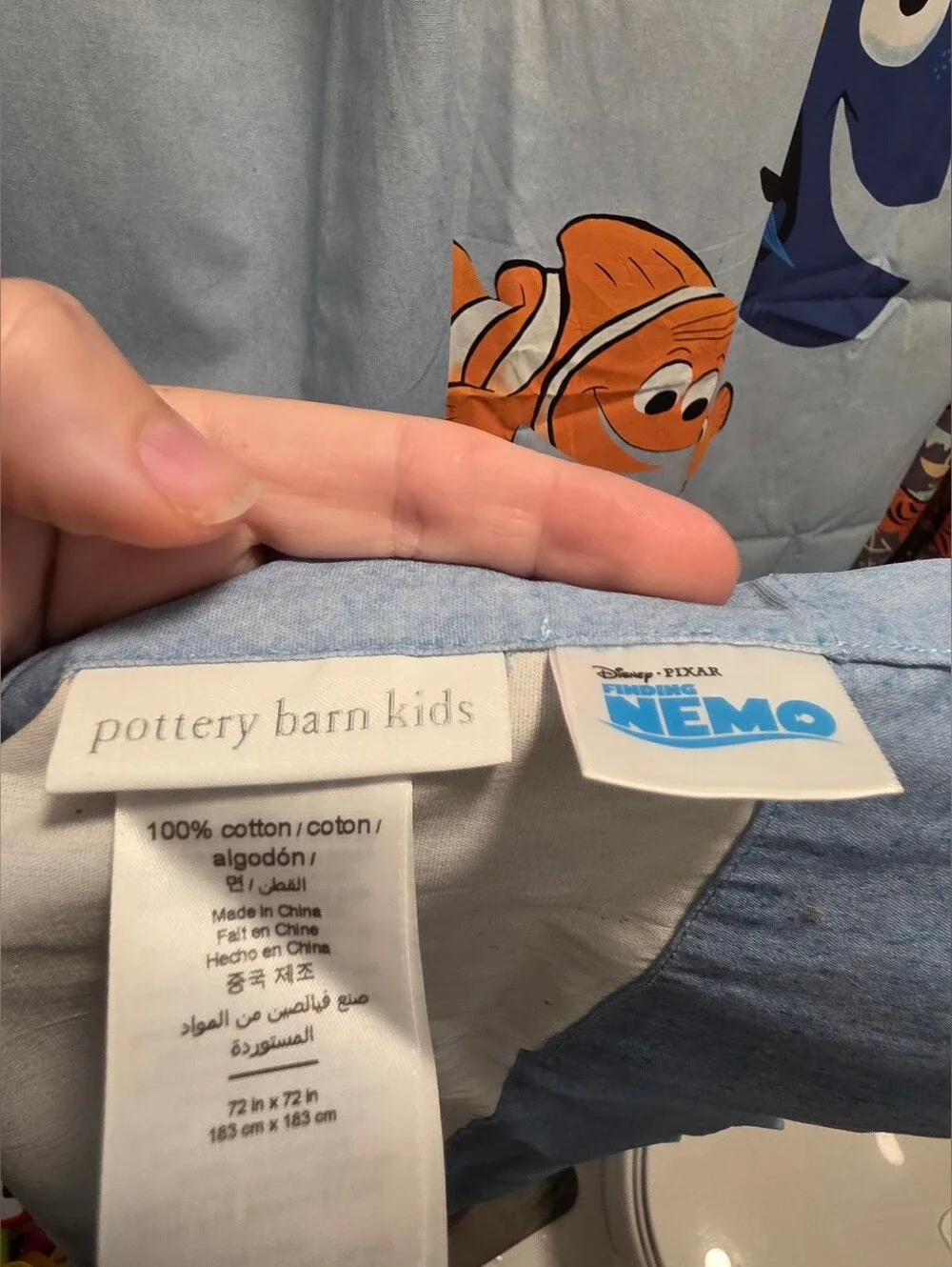 Pottery barn finding nemo shower curtain, bath mat and 3 towels